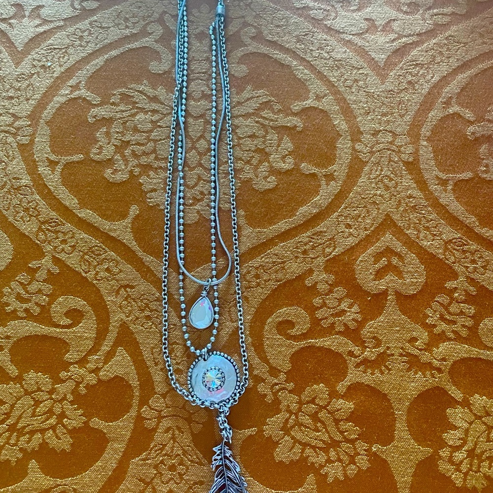 Chico's, silver tone and crystal necklace